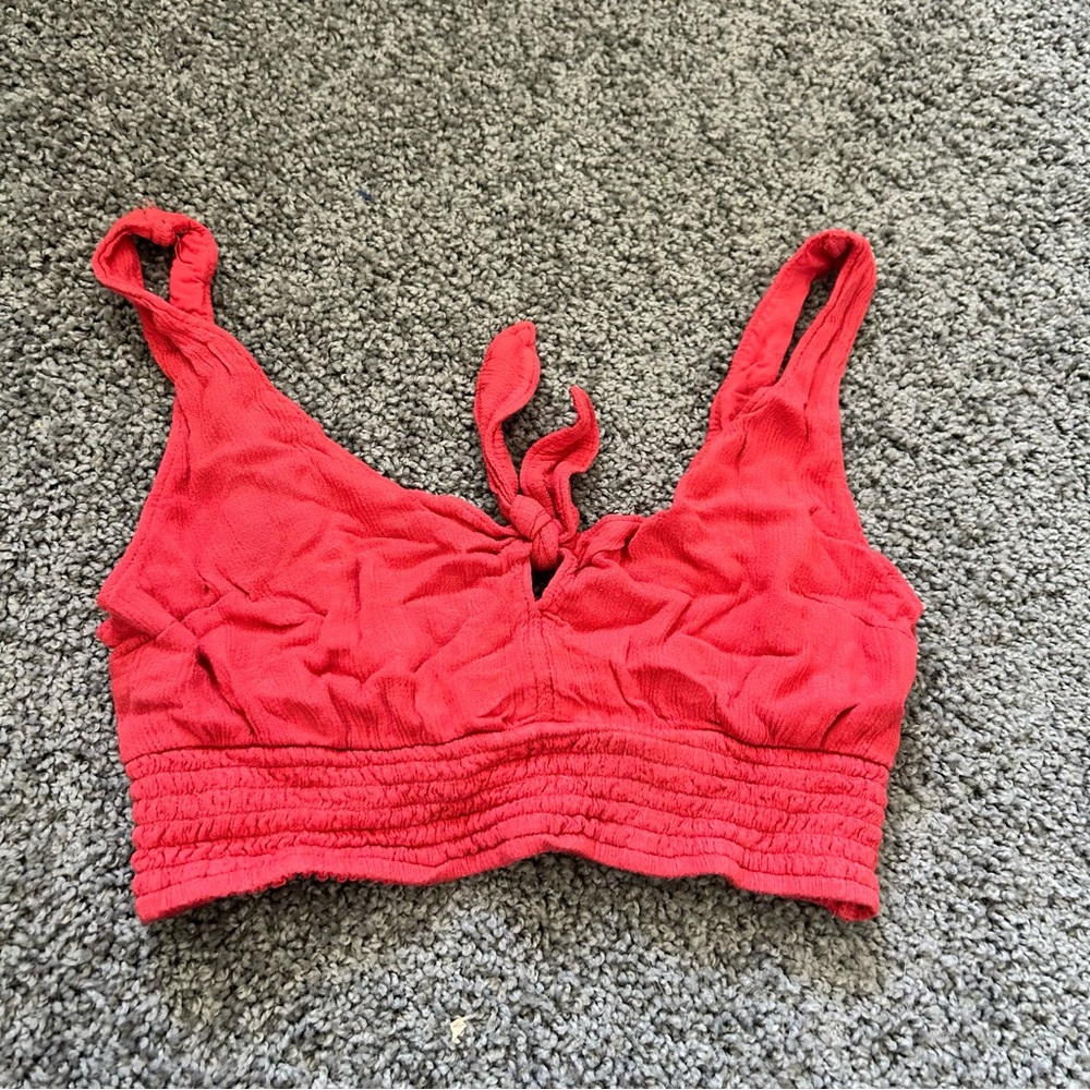 Abercrombie & Fitch Orange Tank Tie Front Crop Top